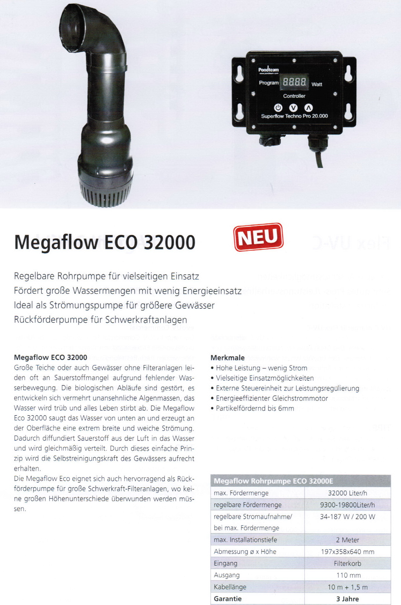 Rohrpumpe MegaFlow Eco 32000 (regelbar)